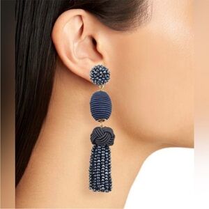 Baublebar NEW Crystal fringe Linear drop earring Deep Blue